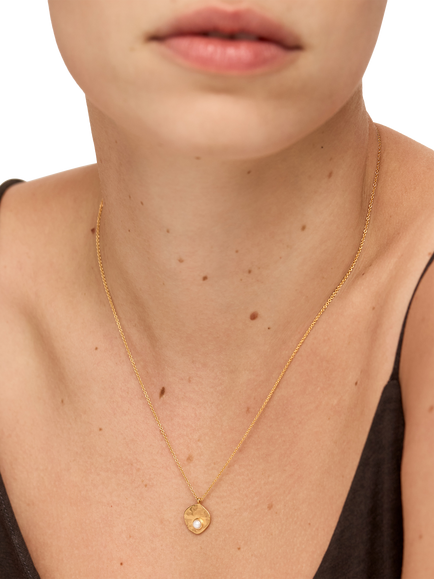 Monica Vinader Capri Keshi Pearl Disc Necklace, Gold - view 2, Gold