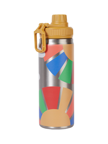 Frugi Insulated Printed Water Bottle, Rainbow Skies, Rainbow Skies