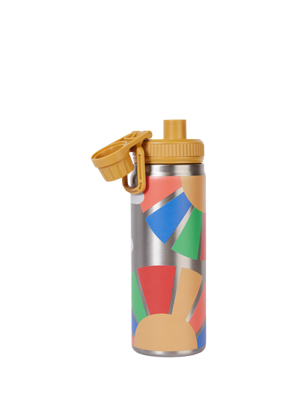 Frugi Insulated Printed Water Bottle, Rainbow Skies - view 2, Rainbow Skies