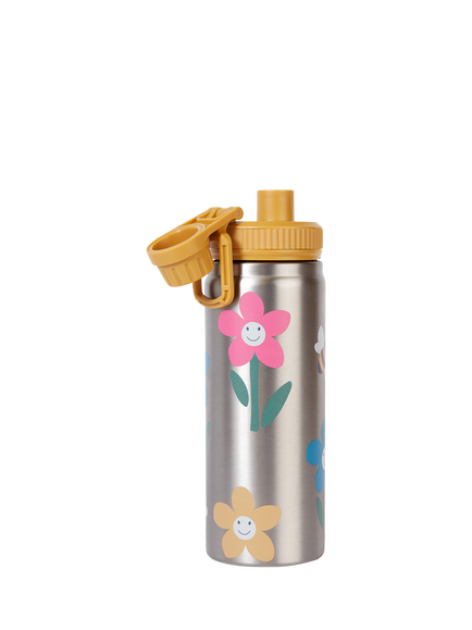 Frugi Insulated Printed Water Bottle, Fun Flowers - view 2, Fun Flowers