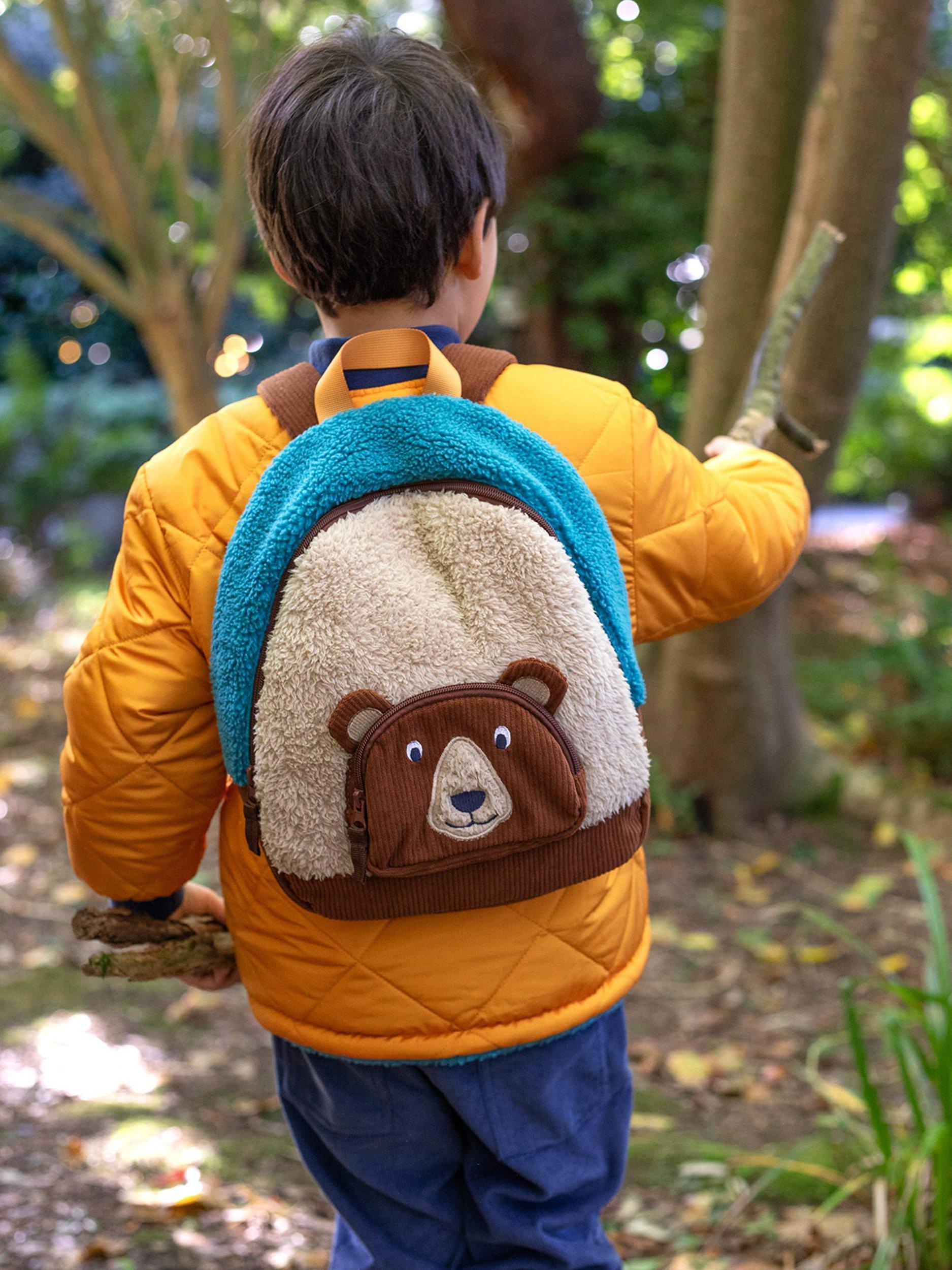 Product image 2 of 6, which shows Frugi Kids' Fleece Character Backpack, Beary Wild