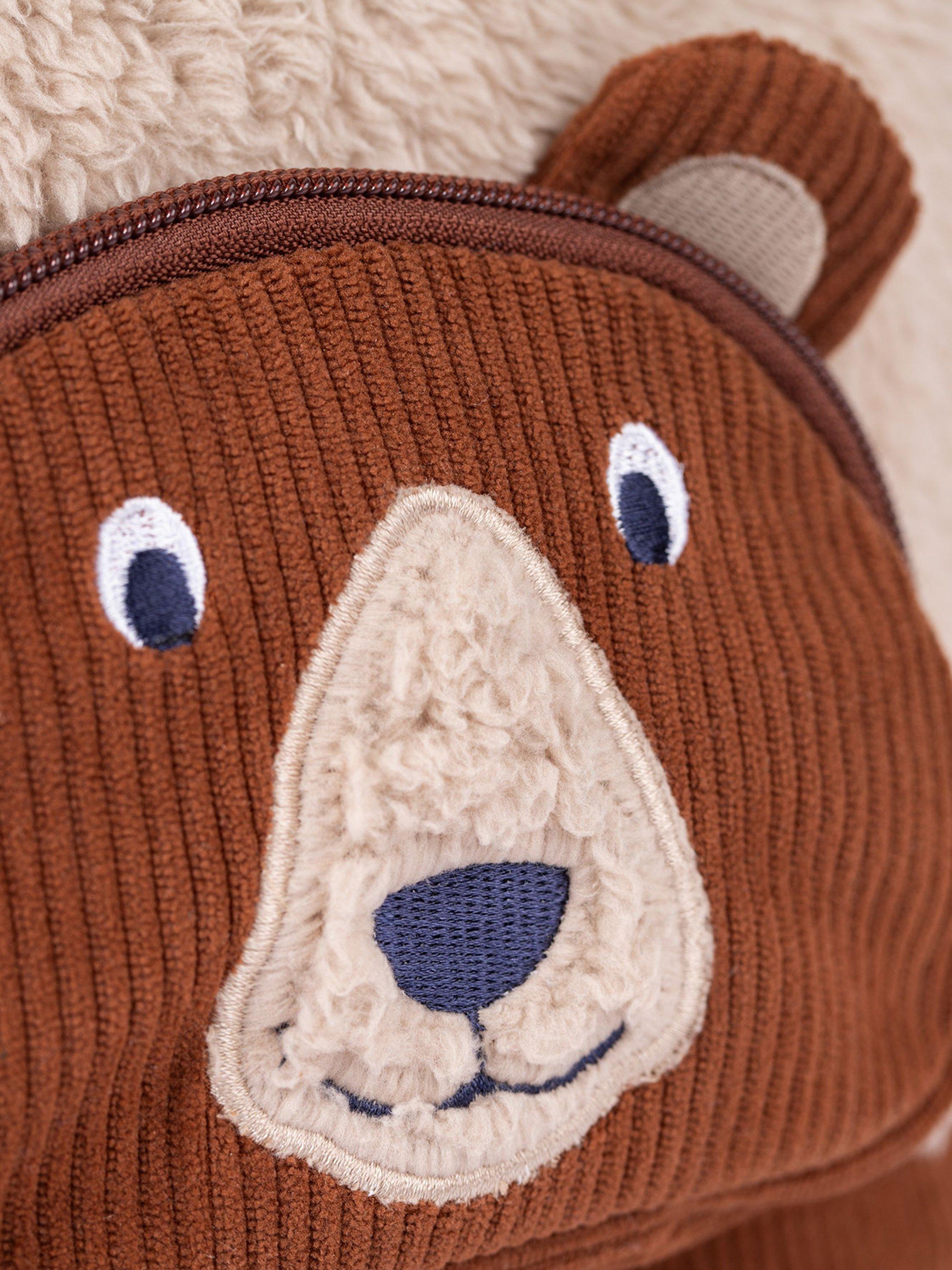 Product image 6 of 6, which shows Frugi Kids' Fleece Character Backpack, Beary Wild