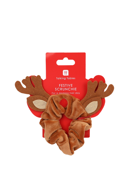 Talking Tables Christmas Reindeer Hair Scrunchie, Red