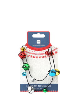 Talking Tables Light Up Christmas Bells Necklace, Blue