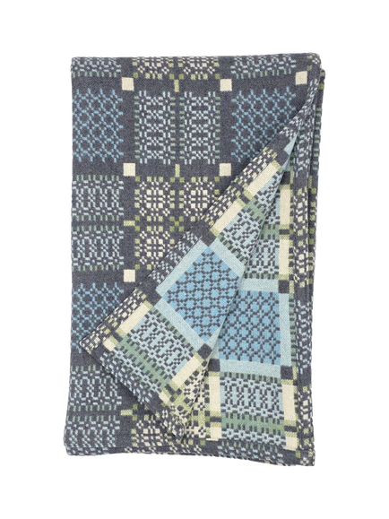 Melin Tregwynt Knot Garden Lambswool Throw, Bluestone