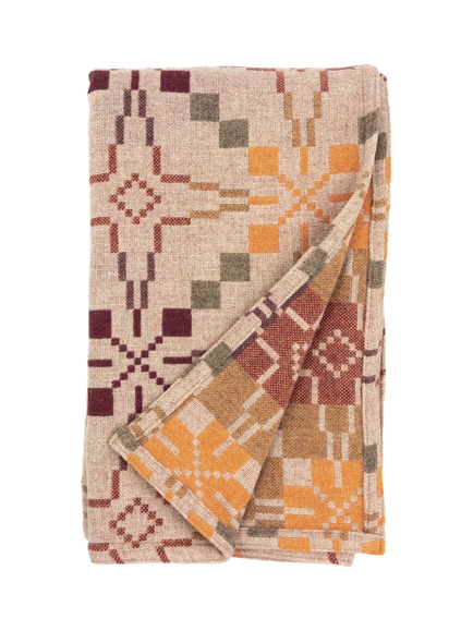 Melin Tregwynt Vintage Star Lambswool Throw, Clay