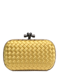 Pre-loved Bottega Veneta Interraciato Satin Knot Clutch Bag, Yellow