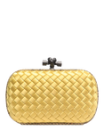 Pre-loved Bottega Veneta Interraciato Satin Knot Clutch Bag, Yellow