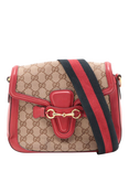 Pre-loved GUCCI GG Canvas & Leather Crossbody Bag, Brown/Red
