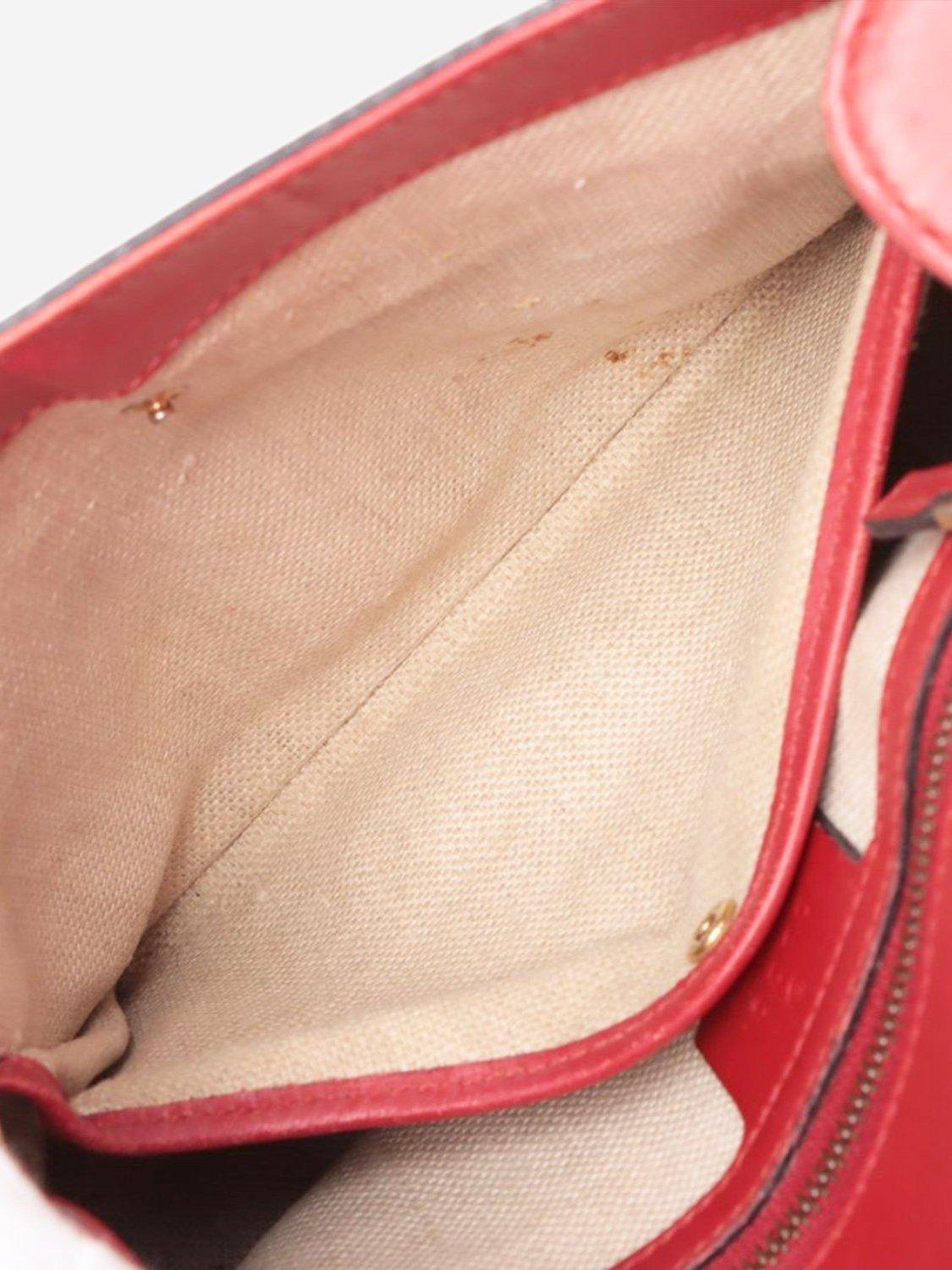 Product image 8 of 10, which shows Pre-loved GUCCI GG Canvas & Leather Crossbody Bag, Brown/Red