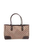 Pre-loved GUCCI GG Canvas & Leather Shoulder Bag, Brown