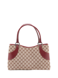 Pre-loved GUCCI GG Canvas & Leather Shoulder Bag, Brown/Maroon