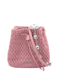 Pre-loved Miu Miu Matelassé Crystal Strap Leather Bucket Bag, Pink