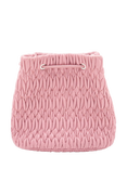 Pre-loved Miu Miu Matelassé Crystal Strap Leather Bucket Bag, Pink