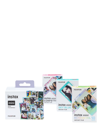 Fujifilm instax™ Mini Film, Deco Bundle, 30 Shots (10 x Confetti, 10 x Mermaid Tail, 10 x Blue Frame), Multi