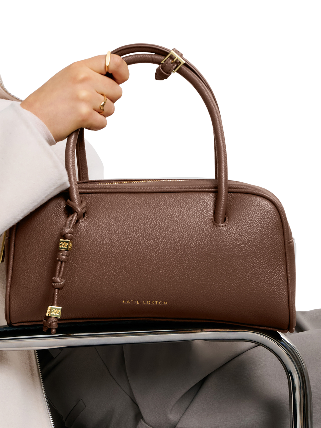 Product image 4 of 5, which shows Katie Loxton Hadley Bowling Bag, Dark Chocolate