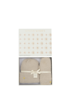 Katie Loxton Winter Wishes Hat & Mitten Gift Set, Taupe, Taupe
