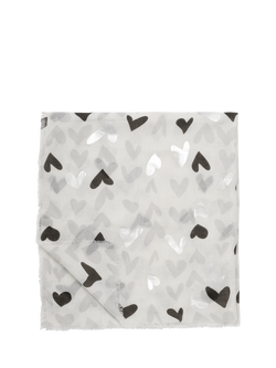 Katie Loxton Foil Heart Print Scarf, Grey, Grey