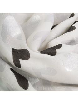 Katie Loxton Foil Heart Print Scarf, Grey - view 2, Grey