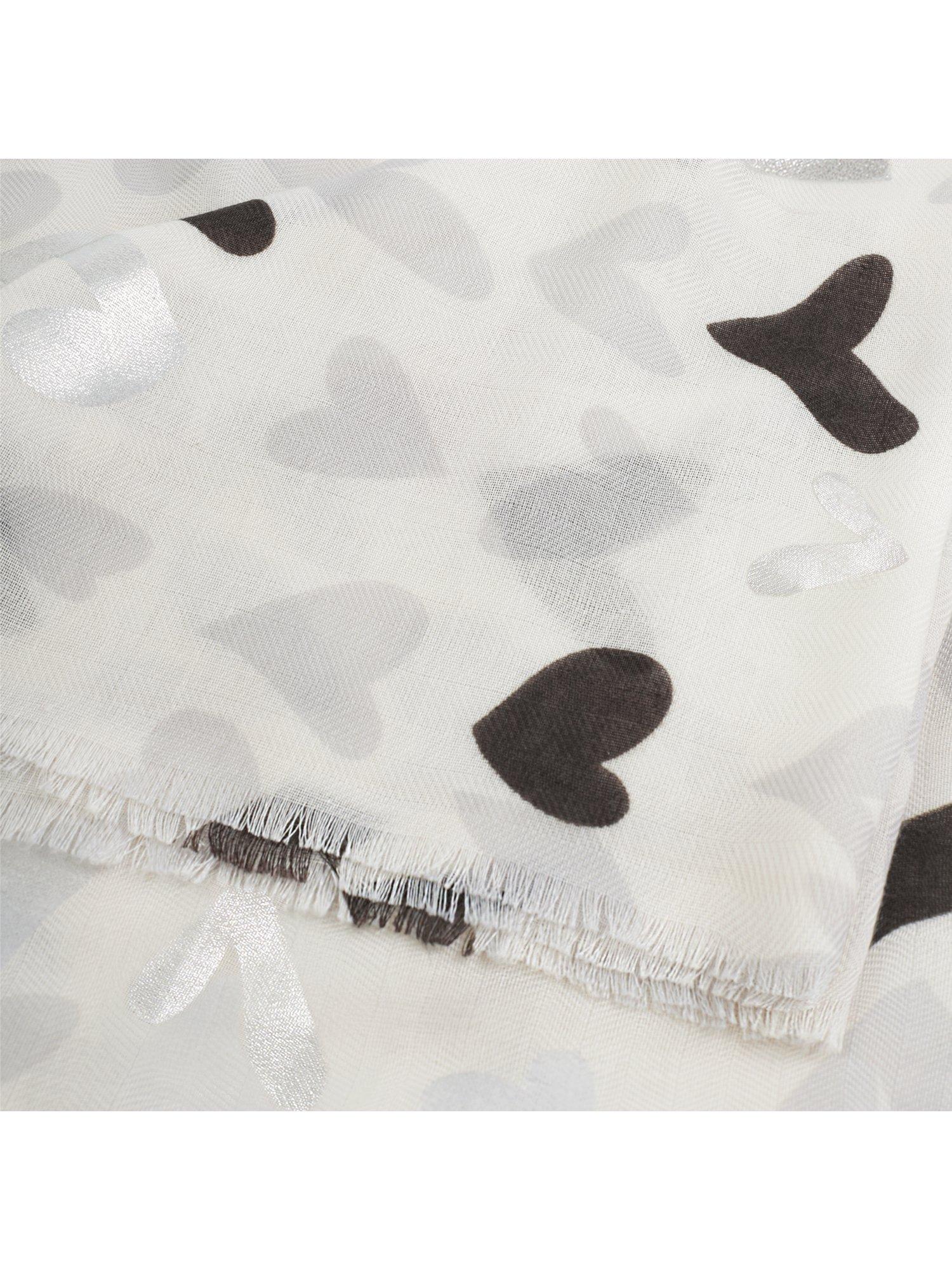 Product image 3 of 4, which shows Katie Loxton Foil Heart Print Scarf, Grey