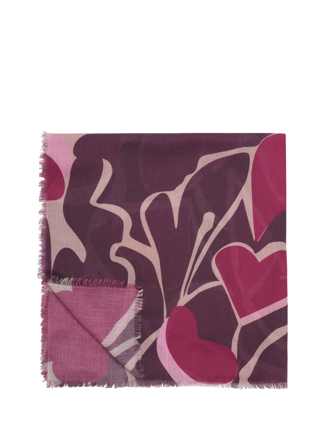 Product image 1 of 4, which shows Katie Loxton Abstract Heart Print Scarf, Maroon