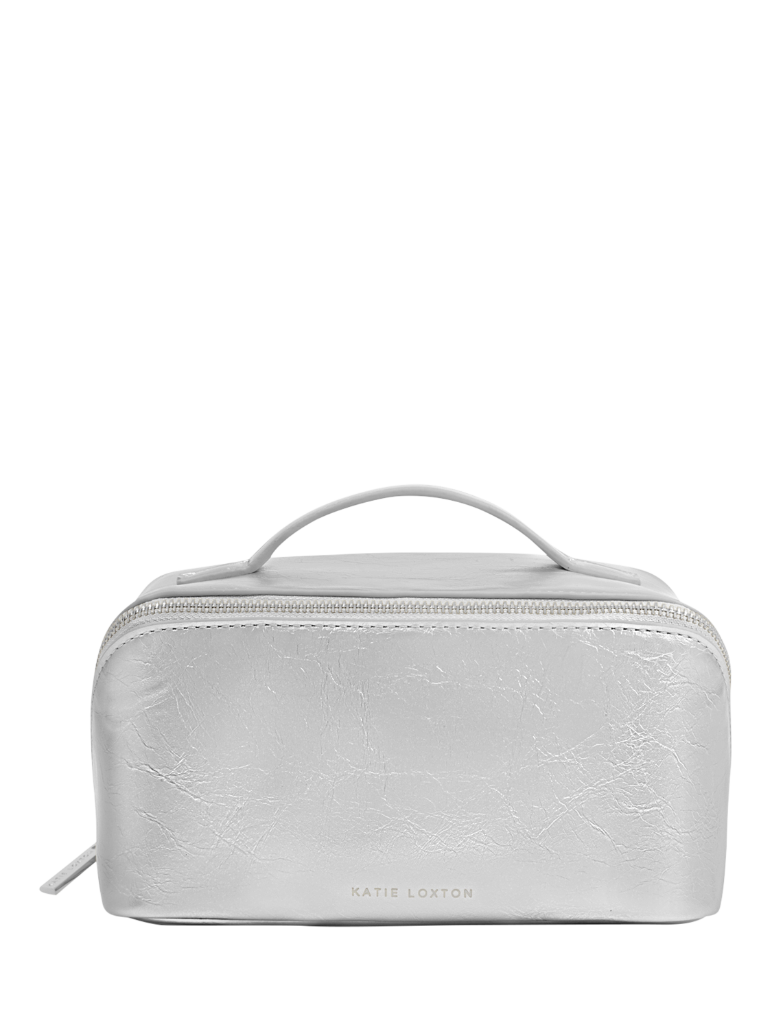 Product image 1 of 4, which shows Katie Loxton Fold Out Medium Wash Bag, Silver Crackle