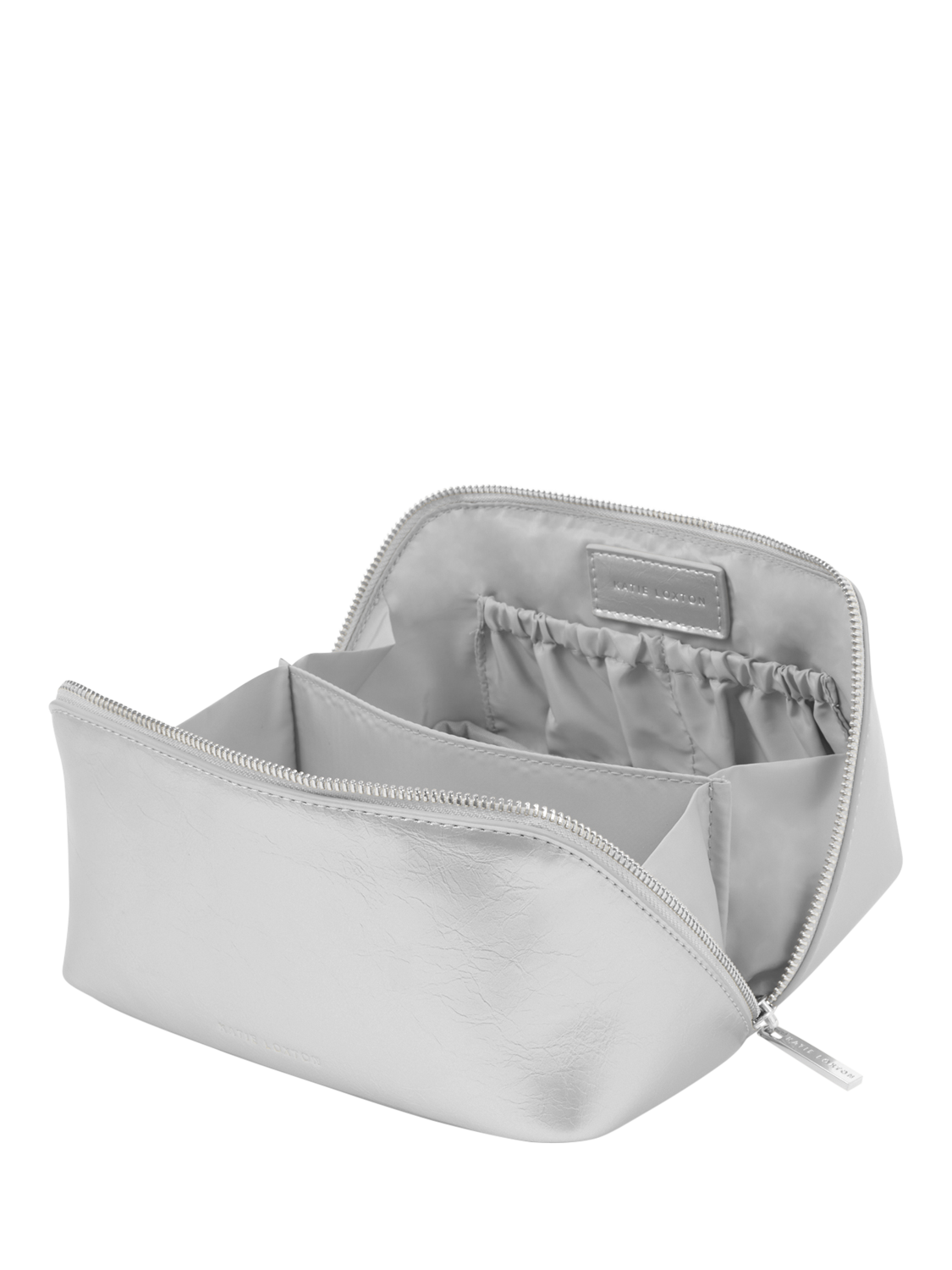 Product image 3 of 4, which shows Katie Loxton Fold Out Medium Wash Bag, Silver Crackle