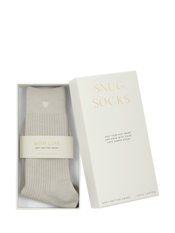 Katie Loxton Heart Ribbed Socks, Off White, Off White