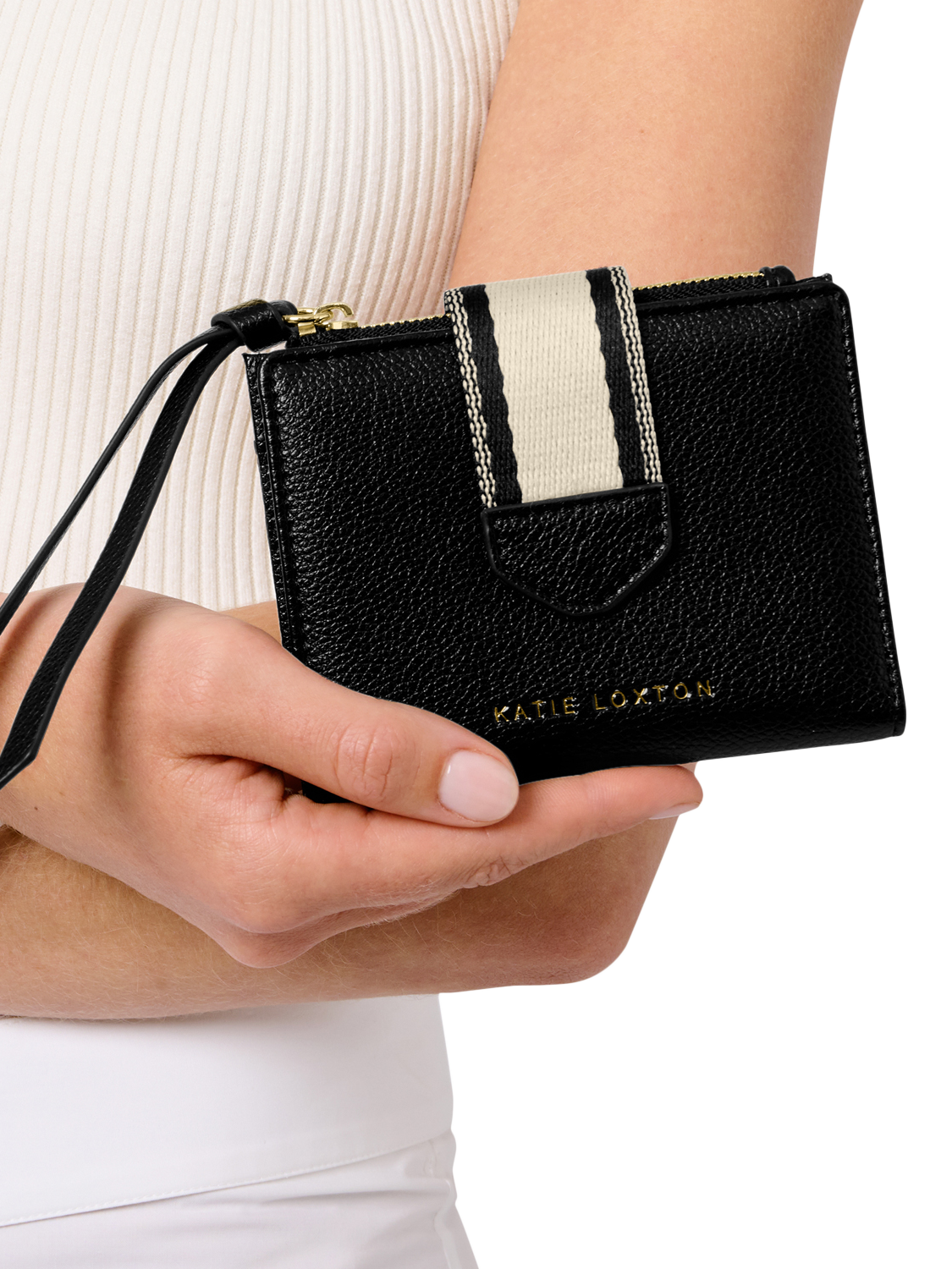 Product image 4 of 5, which shows Katie Loxton Hallie Canvas Strap Purse, Black