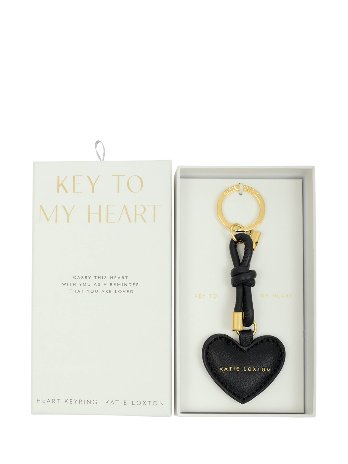 Product image 1 of 4, which shows Katie Loxton Key To My Heart Keyring, Black