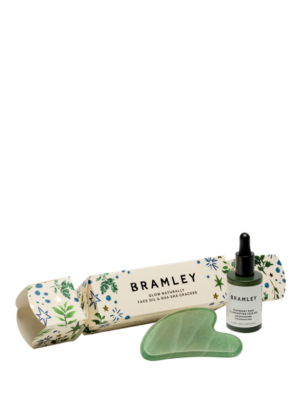 Bramley Face Oil & Gua Sha Christmas Cracker Gift Set, Green