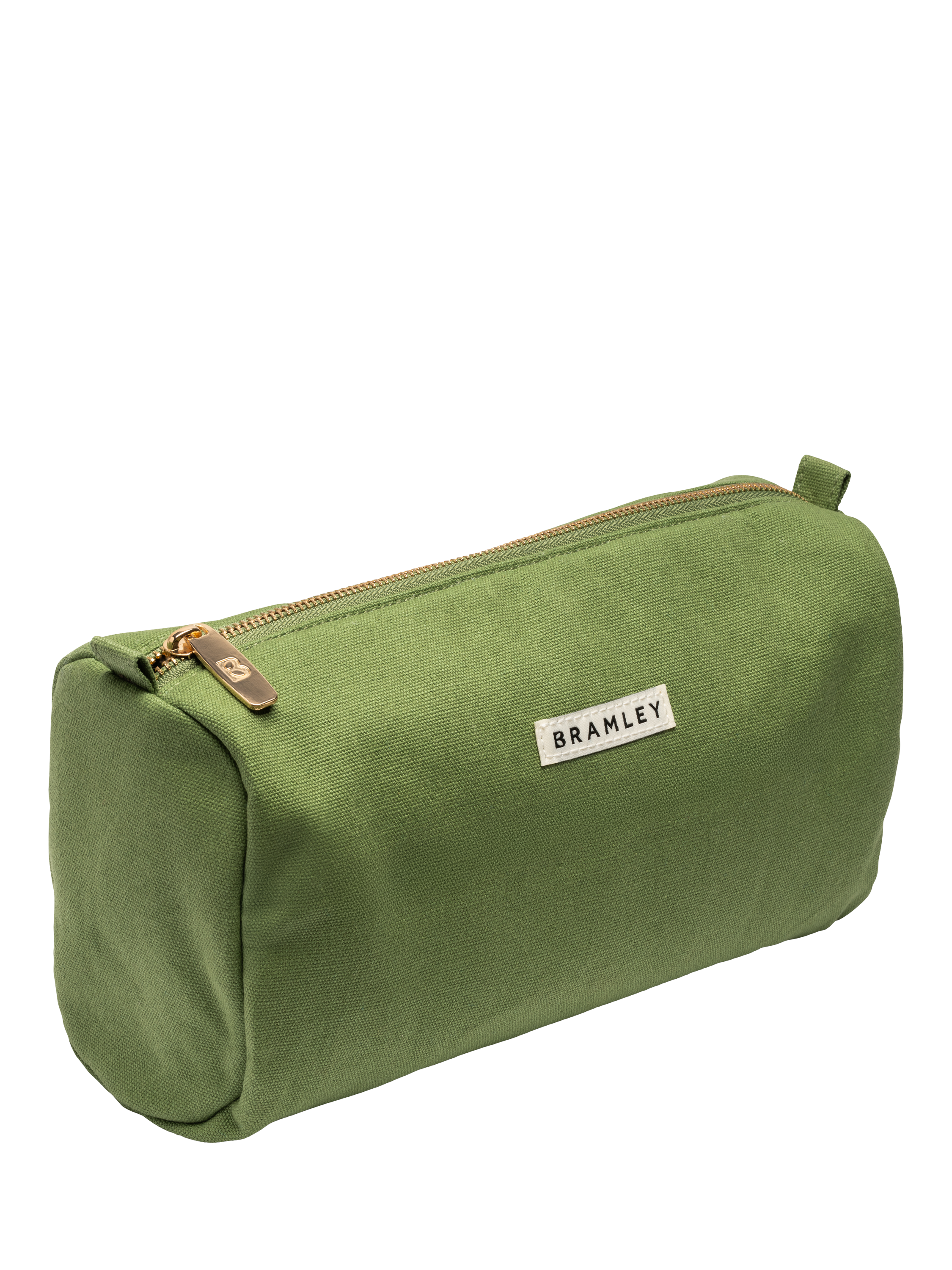Product image 1 of 3, which shows Bramley Cotton Canvas Wash Bag, Green