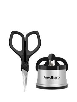 AnySharp Kitchen Knife Sharpener & Mini Scissors Set, Silver