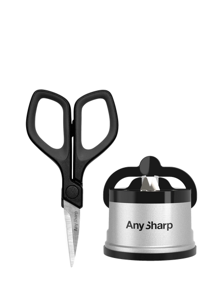 AnySharp Kitchen Knife Sharpener & Mini Scissors Set, Silver