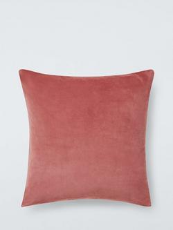 John Lewis Square Cotton Velvet Cushion, Clay Pink