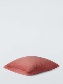John Lewis Square Cotton Velvet Cushion - view 2, Clay Pink