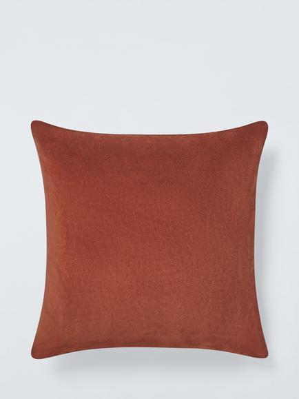 John Lewis Cotton Velvet Cushion, Burnt Umber