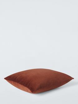 John Lewis Cotton Velvet Cushion - view 2, Burnt Umber