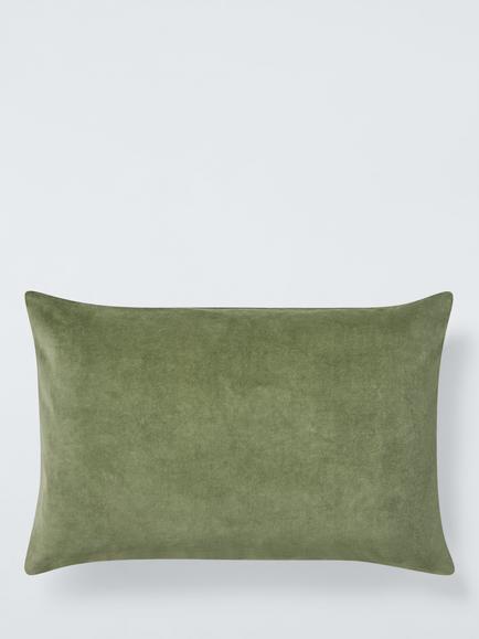 John Lewis Rectangular Cotton Velvet Cushion, Avocado
