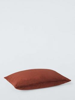 John Lewis Rectangular Cotton Velvet Cushion - view 2, Burnt Umber