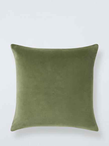 John Lewis Cotton Velvet Cushion, Avocado