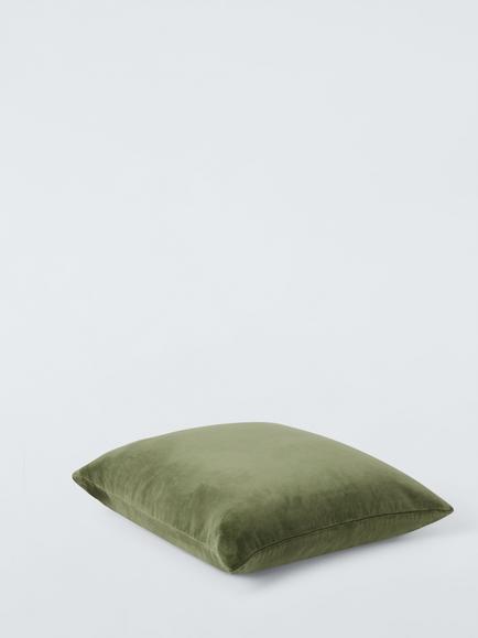 John Lewis Cotton Velvet Cushion - view 2, Avocado
