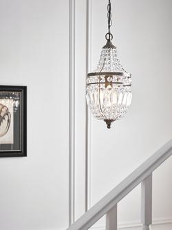 John Lewis La Scala Acorn Crystal Glass Chandelier Ceiling Light, Satin Bronze - view 2, Satin Bronze