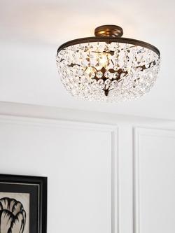 John Lewis La Scala Shower Dome Flush Chandelier Ceiling Light, Satin Bronze - view 2, Satin Bronze