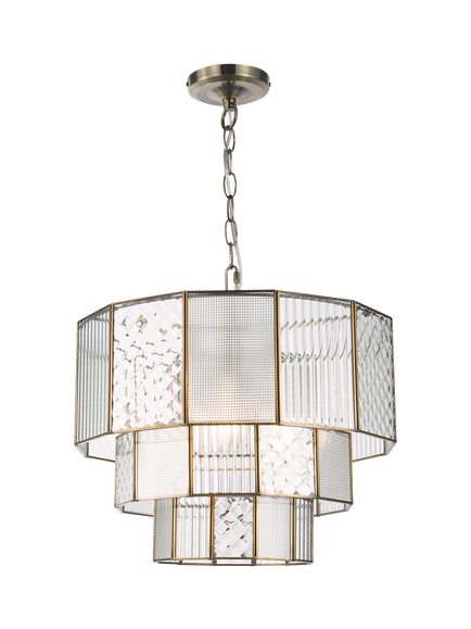 John Lewis Rhea Textured Glass Tiered Ceiling Light, Antique Brass, Antique Brass