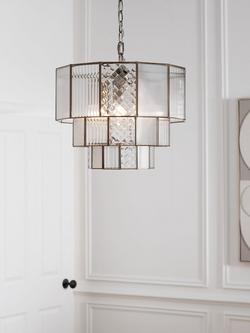 John Lewis Rhea Textured Glass Tiered Ceiling Light, Antique Brass - view 2, Antique Brass