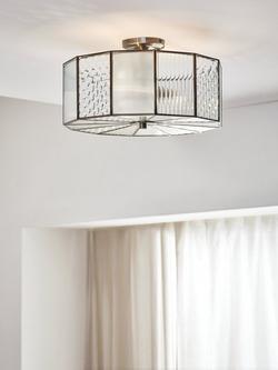 John Lewis Rhea Textured Semi Flush Ceiling Light, Antique Brass - view 2, Antique Brass