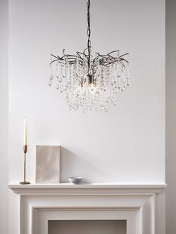 John Lewis Verity Glass Chandelier Ceiling Light, Antique Brass - view 2, Antique Brass