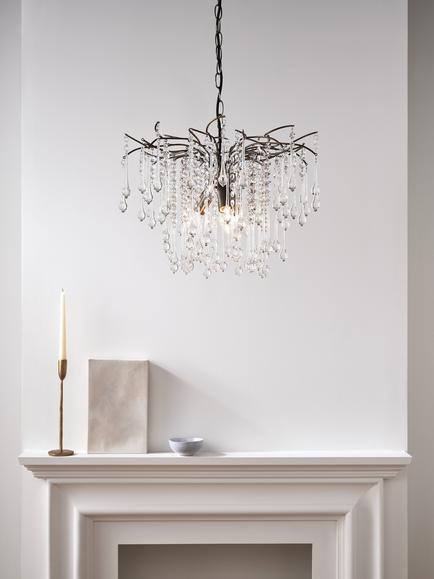 John Lewis Verity Glass Chandelier Ceiling Light, Antique Brass - view 2, Antique Brass