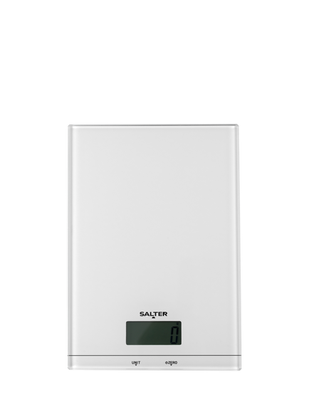 Salter Glass Digital Electronic Kitchen Scale, 5kg, White, White